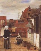 Pieter de Hooch A Woman and her Maid in a Coutyard (mk08) oil painting picture wholesale